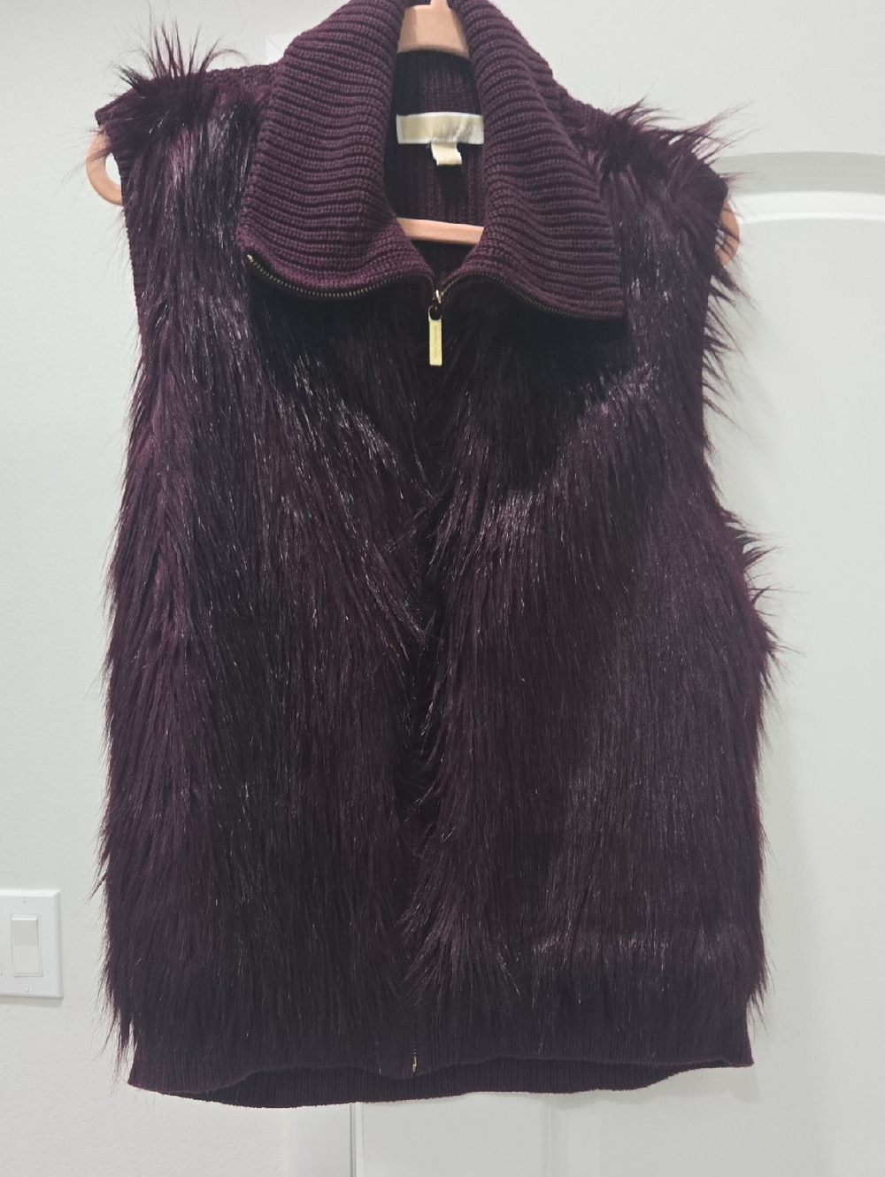 Michael Kors Textured Knit Vest in Plum Wine